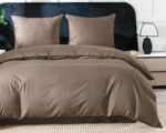 Elegancka pościel bawełniana w pasy 140x200 z ozdobną lamówką