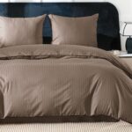 Elegancka pościel bawełniana w pasy 140x200 z ozdobną lamówką