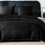 Elegancka pościel bawełniana w pasy 140x200 z ozdobną lamówką